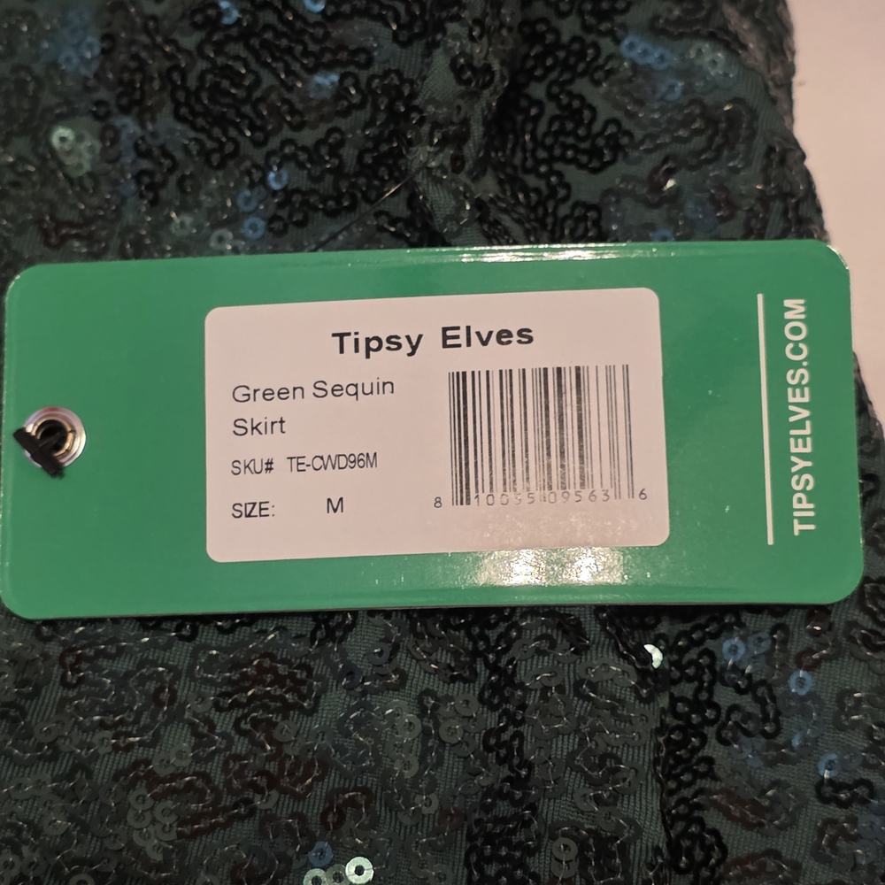 NWT Tipsy Elves Emerald Green Sequin Skirt Sz M